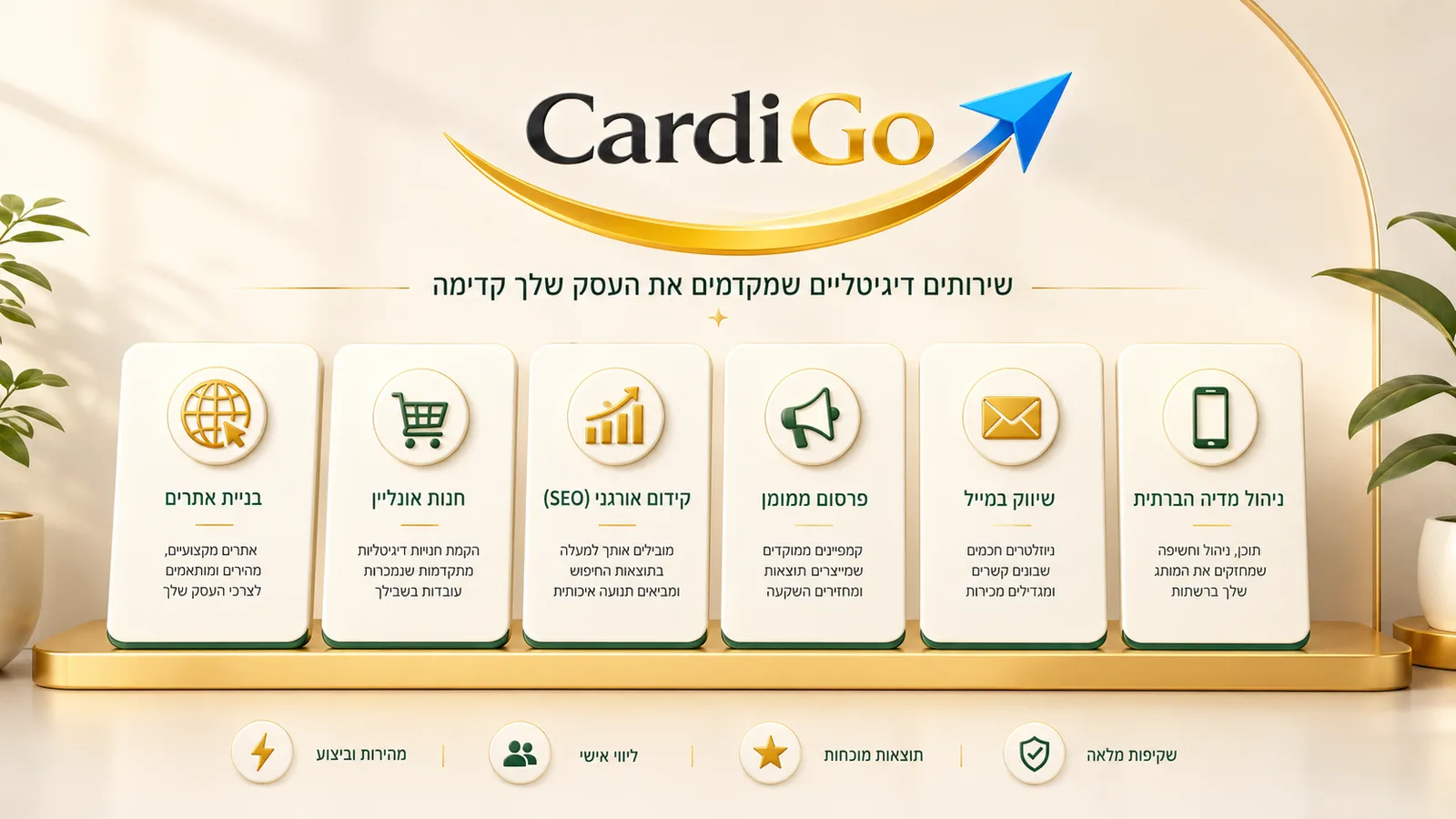 רשימת שירותים מסודרת בכרטיס ביקור דיגיטלי לעסק קטן