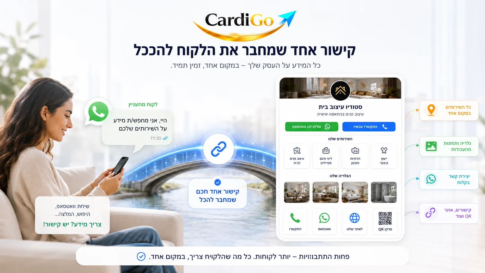 קישור אחד שמחבר בין לקוח בוואטסאפ לבין עמוד עסקי דיגיטלי