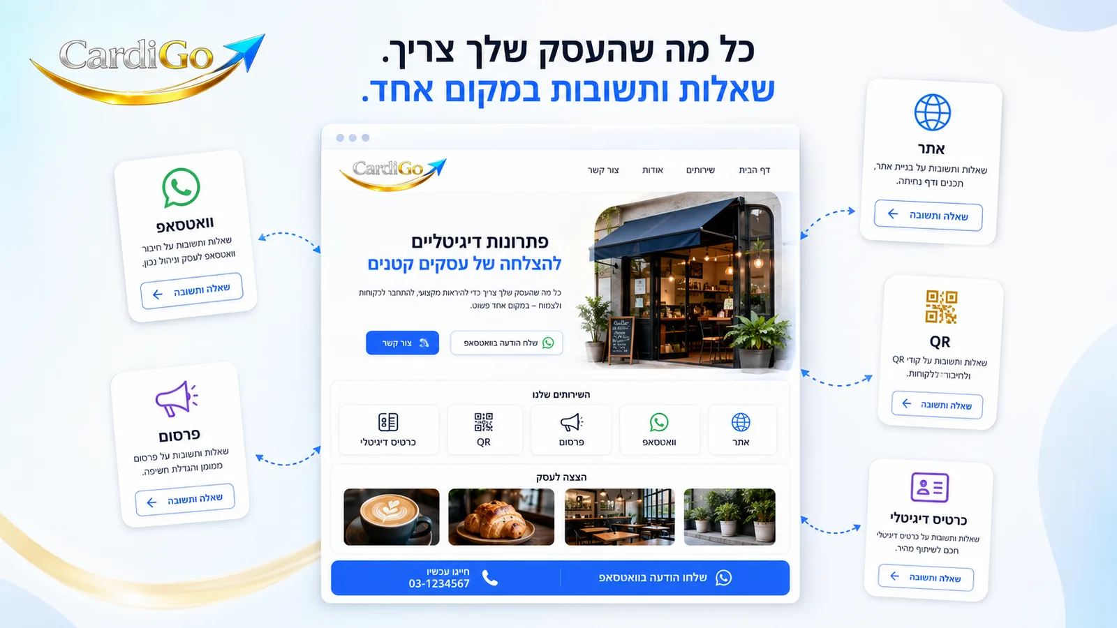 שאלות ותשובות על דף נחיתה לעסק קטן וכרטיס דיגיטלי