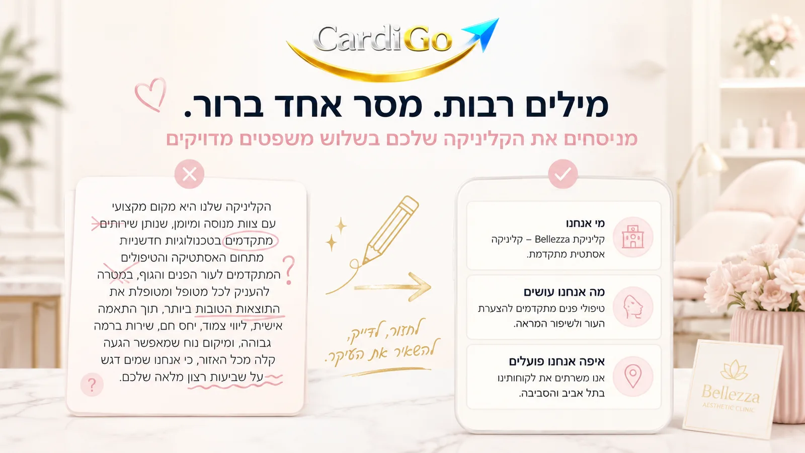 כתיבת תיאור מקצועי לכרטיס ביקור דיגיטלי לקוסמטיקאית
