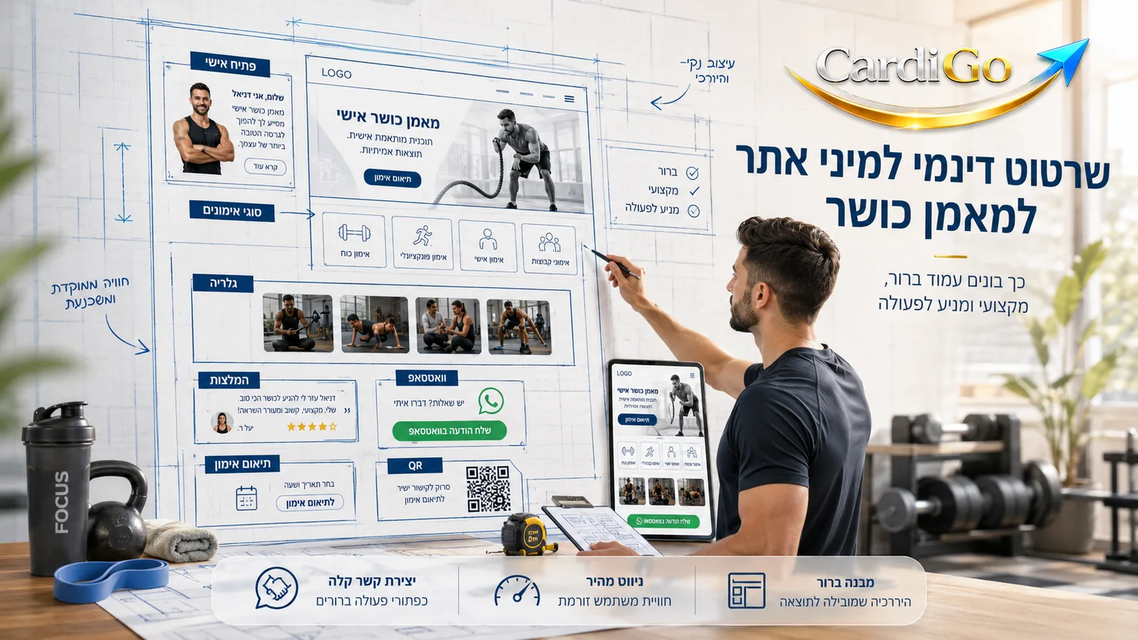 מיני אתר למאמן כושר המבוסס על כרטיס ביקור דיגיטלי