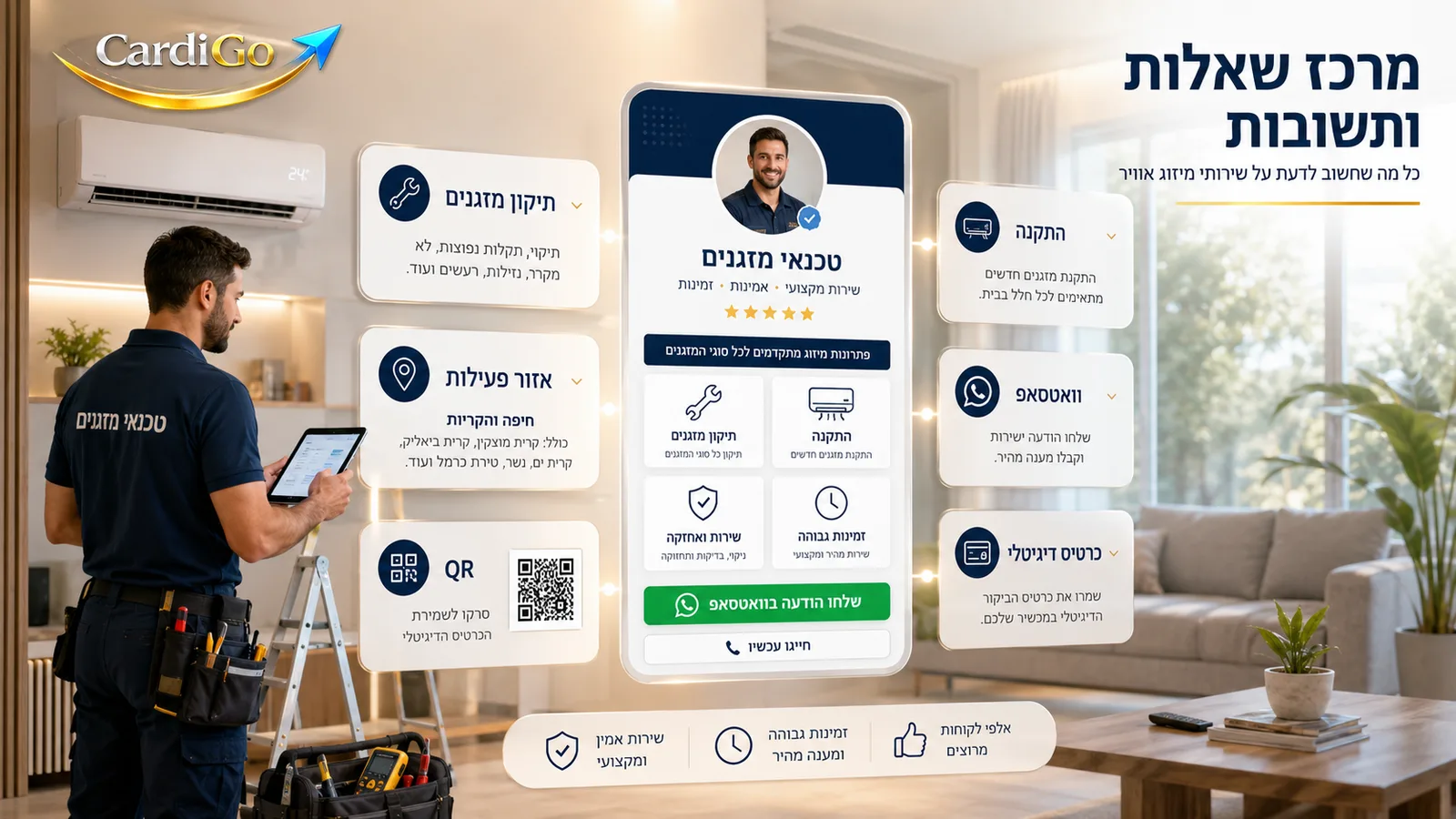 שאלות ותשובות על כרטיס ביקור דיגיטלי לטכנאי מזגנים