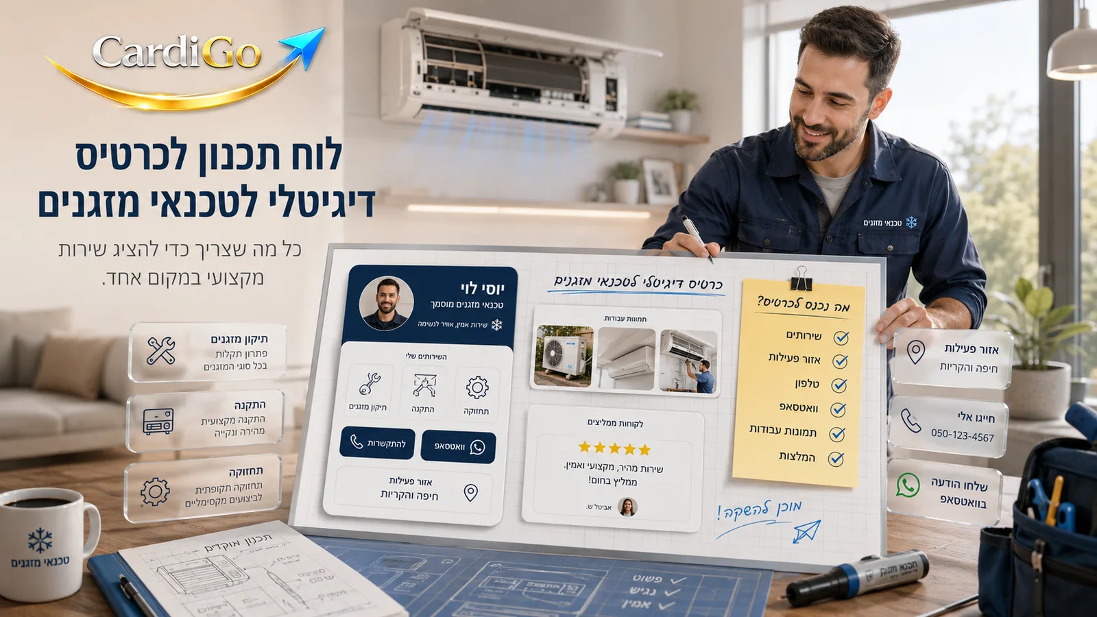 רכיבים חשובים בכרטיס ביקור דיגיטלי לטכנאי מזגנים