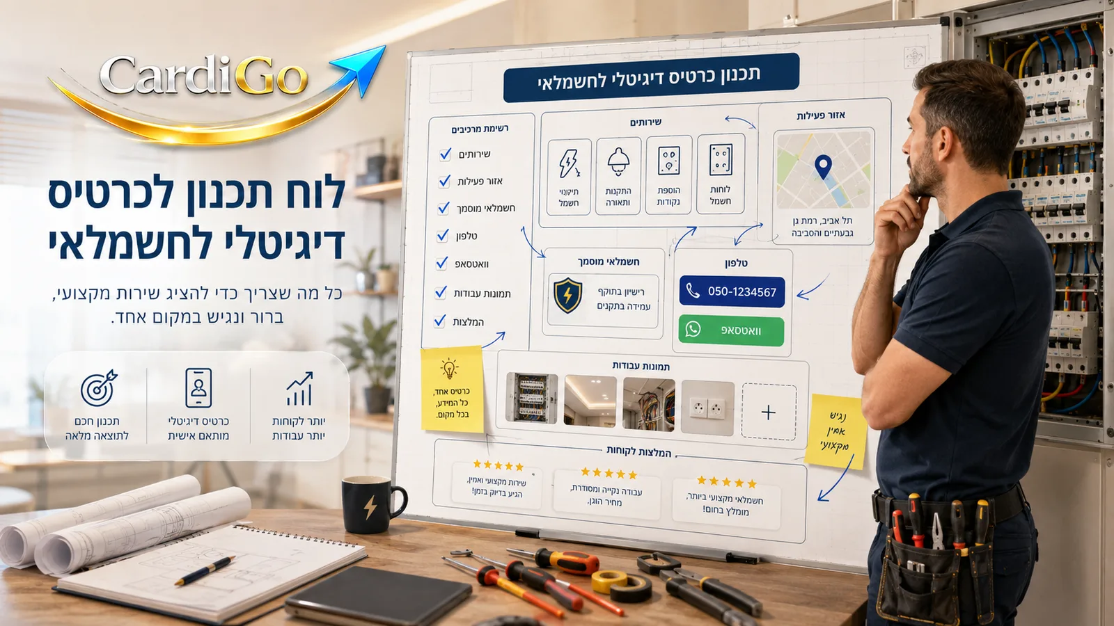 רכיבים חשובים בכרטיס ביקור דיגיטלי לחשמלאי