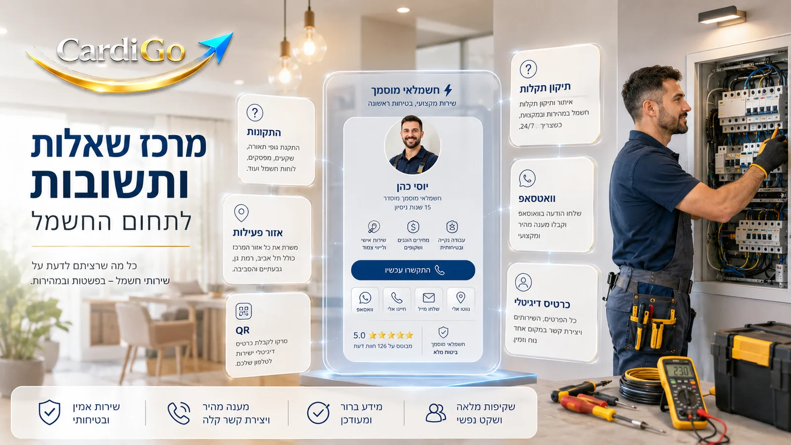 שאלות ותשובות על כרטיס ביקור דיגיטלי לחשמלאי