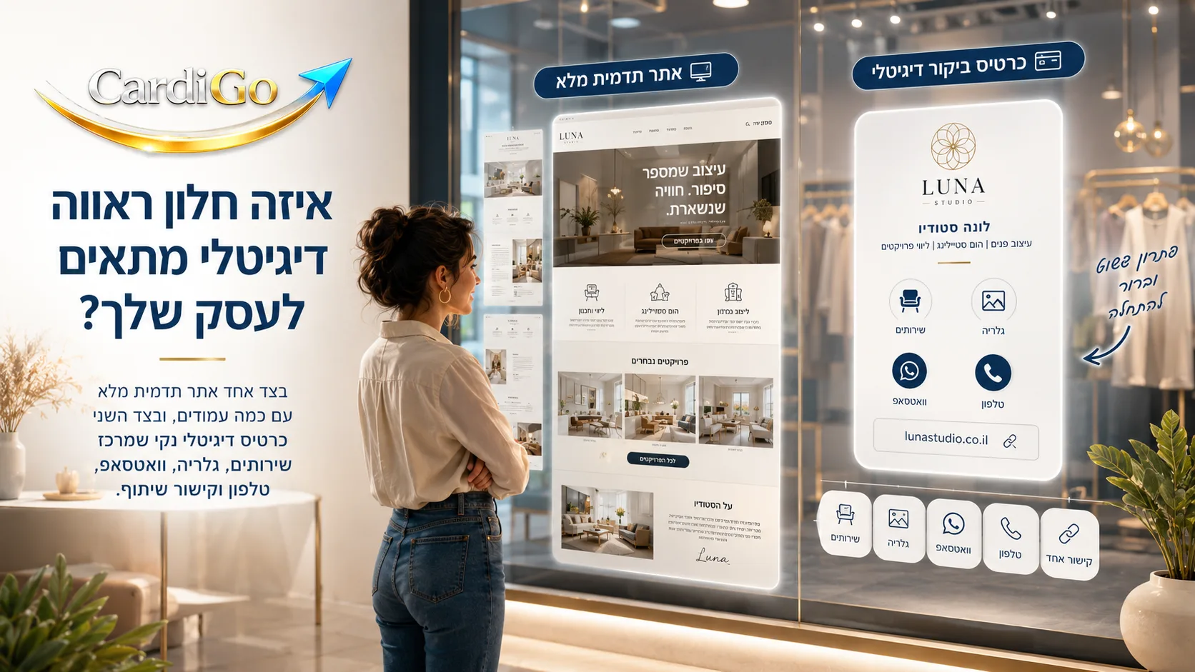 אתר תדמית לעסק מול כרטיס ביקור דיגיטלי שמרכז שירותים ופרטי קשר