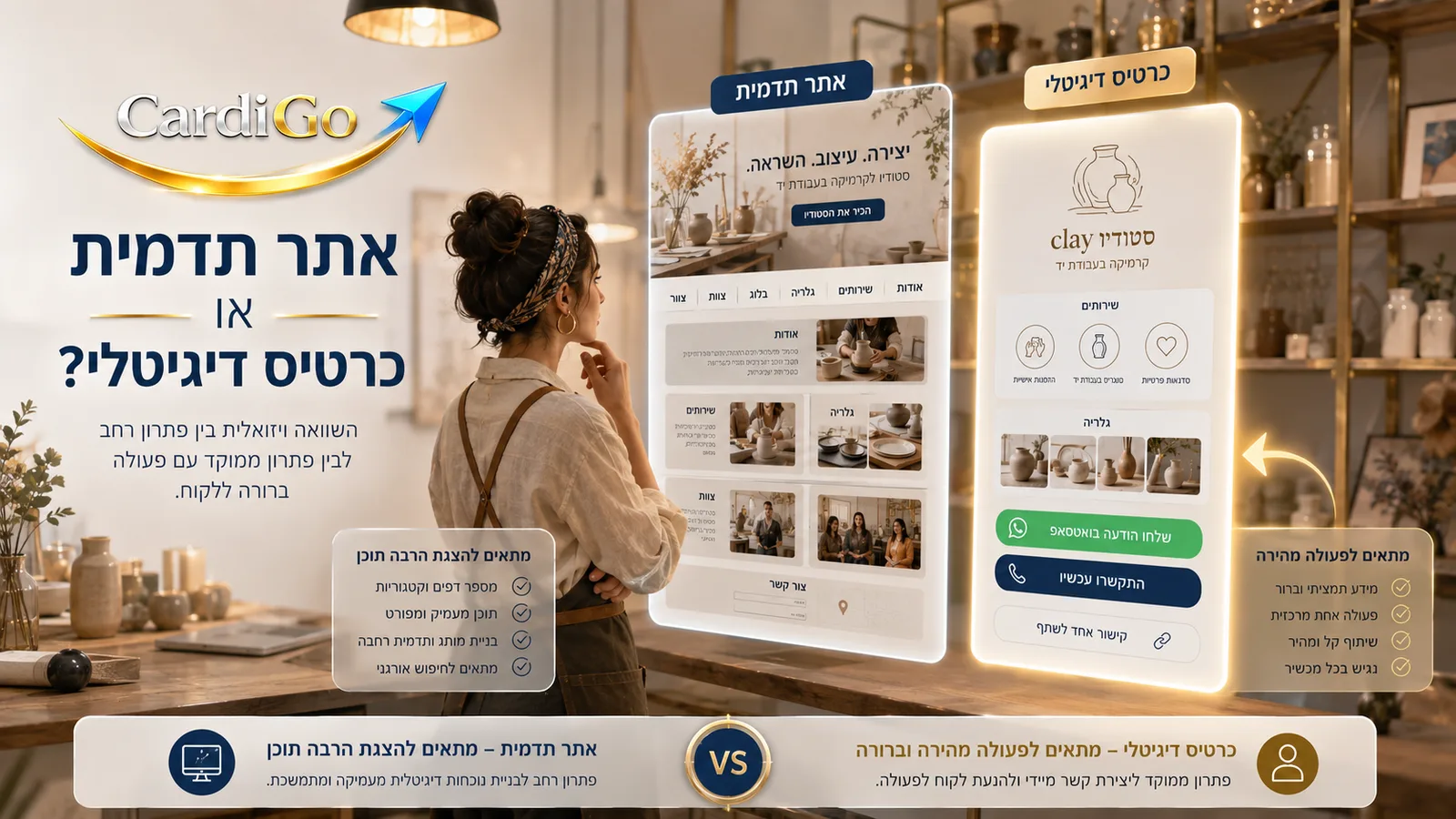 השוואה בין אתר תדמית לכרטיס ביקור דיגיטלי לעסק