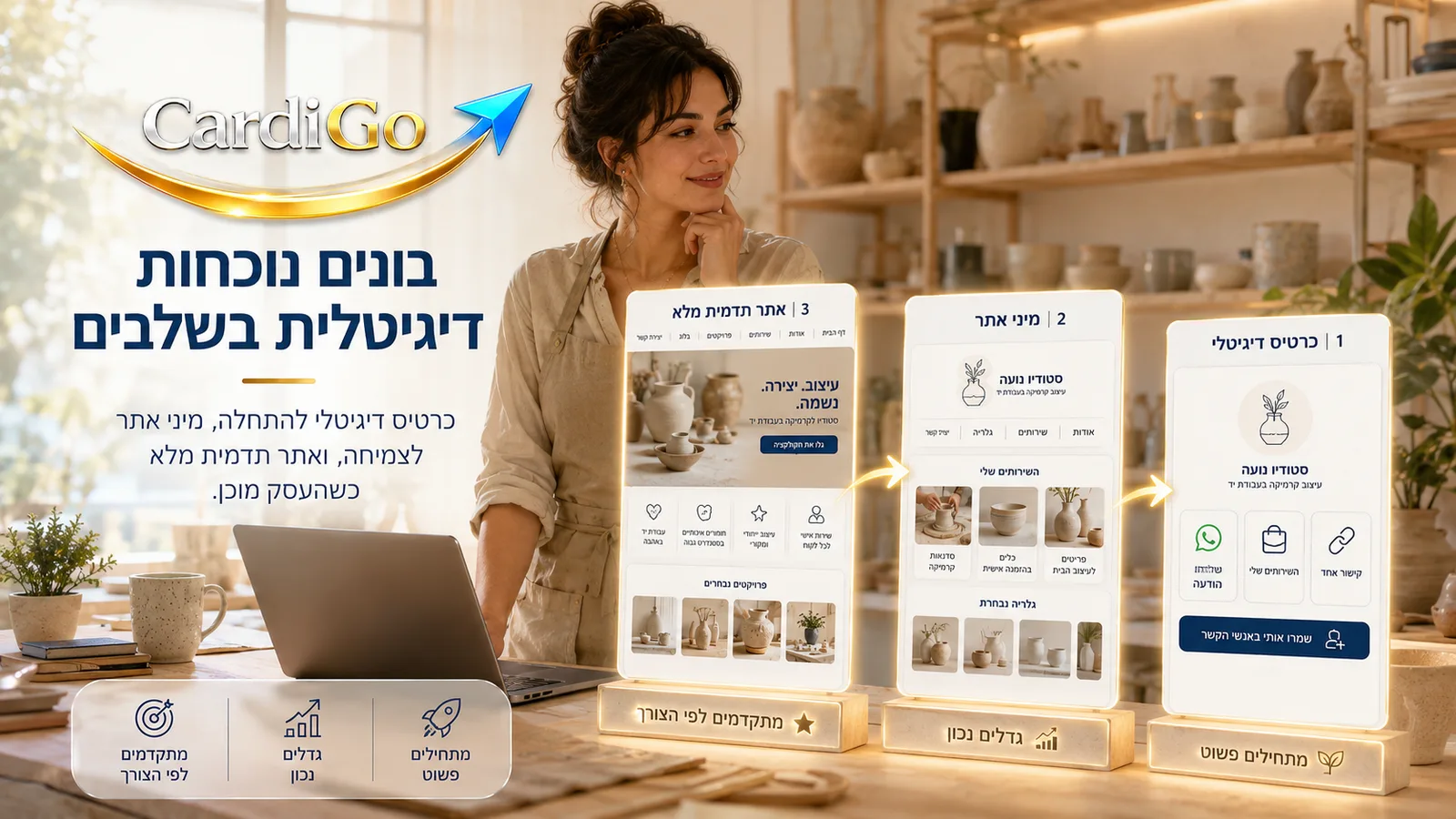 עסק קטן מתחיל מכרטיס דיגיטלי ובהמשך מתקדם לאתר תדמית