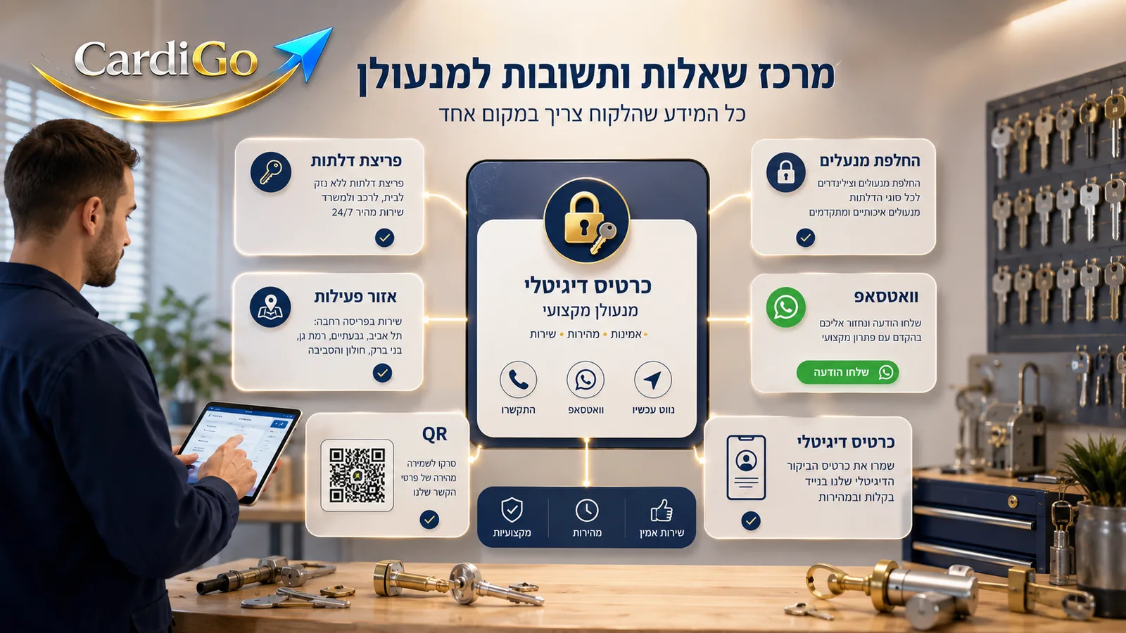 שאלות ותשובות על כרטיס ביקור דיגיטלי למנעולן
