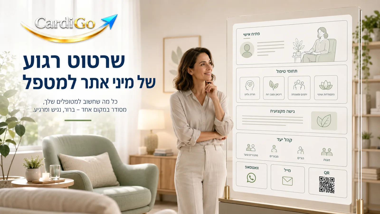 מיני אתר למטפל רגשי המבוסס על כרטיס ביקור דיגיטלי