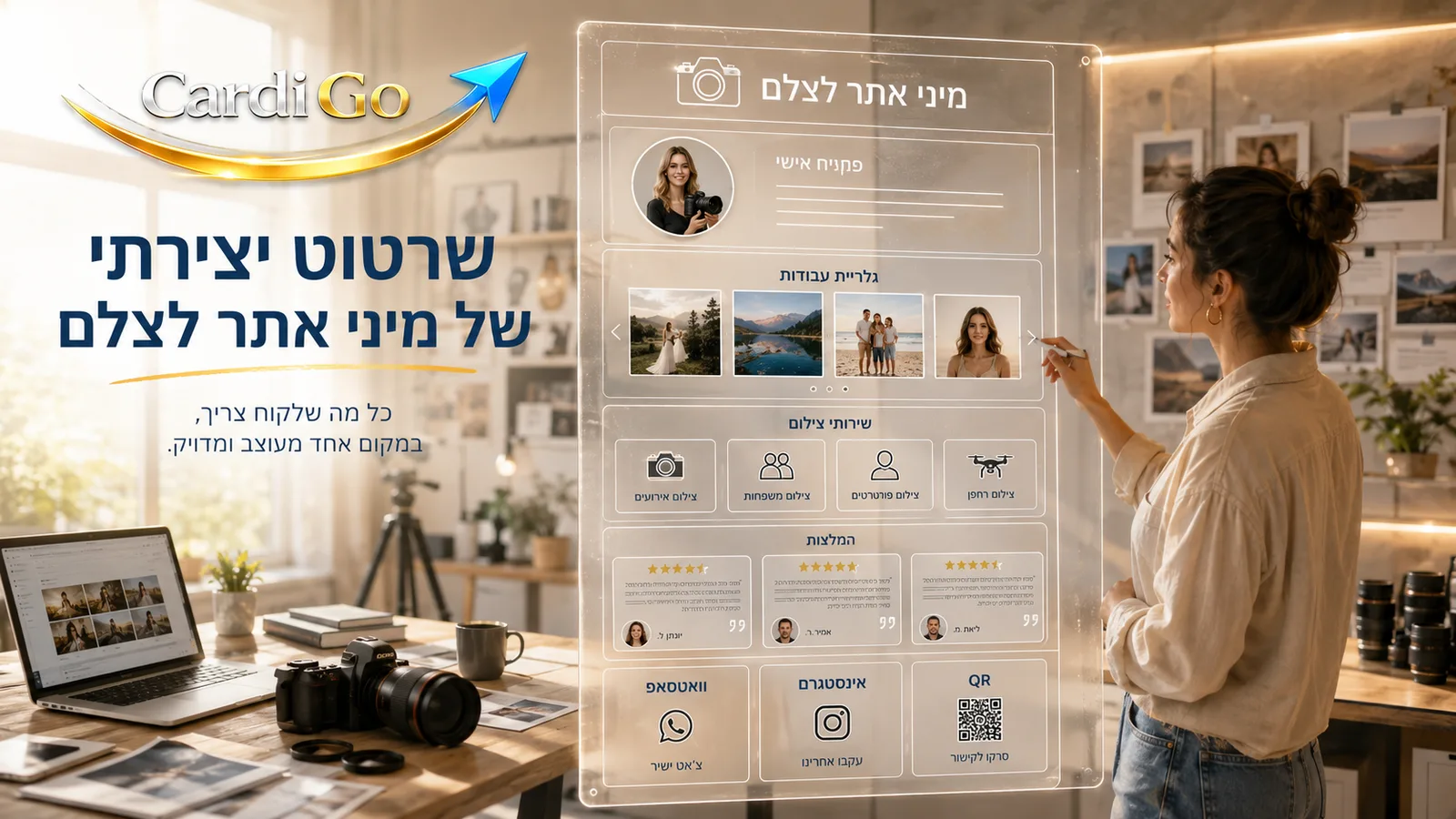 מיני אתר לצלם המבוסס על כרטיס ביקור דיגיטלי