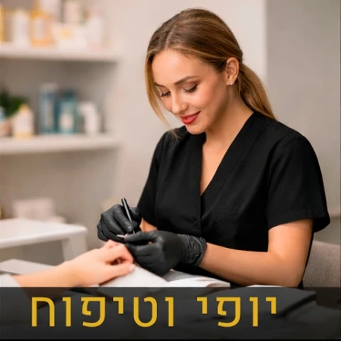 קוסמטיקאית מעניקה טיפול יופי - דוגמה לכרטיס ביקור דיגיטלי לקוסמטיקאית